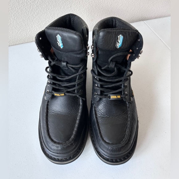 MEN'S CACTUS BLACK STEEL TOE OIL & SLIP RESISTANT WORK BOOT SIZE 10 - Picture 2 of 15